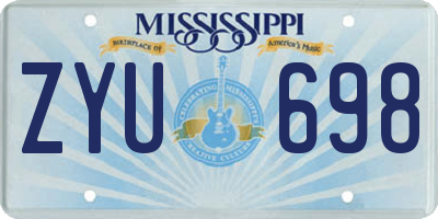 MS license plate ZYU698