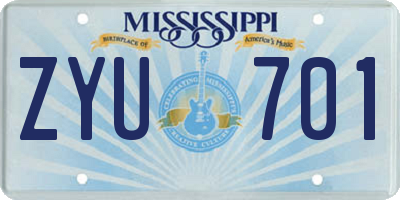 MS license plate ZYU701