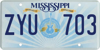 MS license plate ZYU703