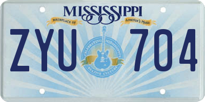 MS license plate ZYU704
