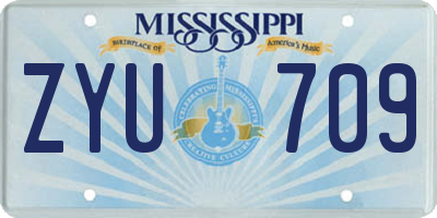 MS license plate ZYU709