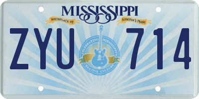 MS license plate ZYU714