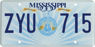 MS license plate ZYU715