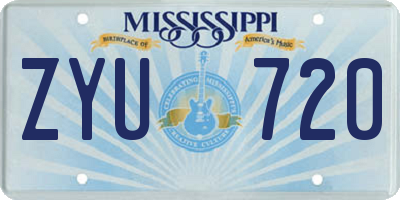 MS license plate ZYU720