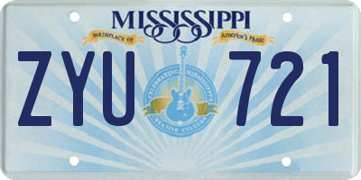 MS license plate ZYU721