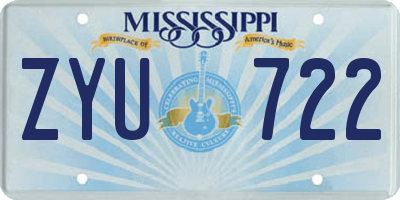 MS license plate ZYU722