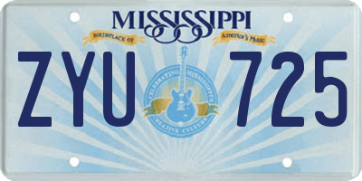 MS license plate ZYU725
