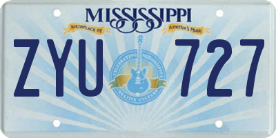 MS license plate ZYU727