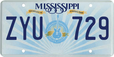 MS license plate ZYU729