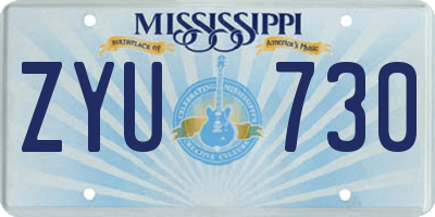 MS license plate ZYU730
