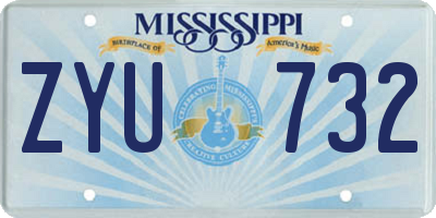 MS license plate ZYU732