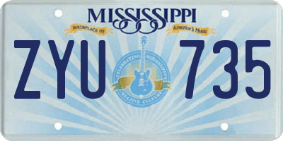 MS license plate ZYU735