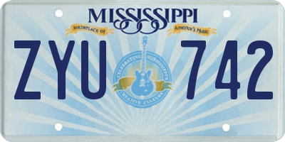 MS license plate ZYU742