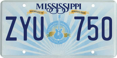 MS license plate ZYU750