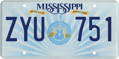 MS license plate ZYU751