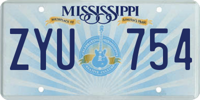 MS license plate ZYU754