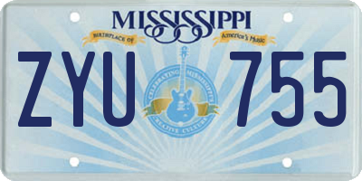 MS license plate ZYU755
