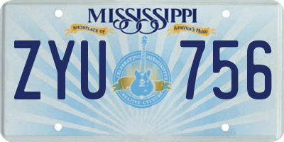 MS license plate ZYU756