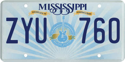 MS license plate ZYU760