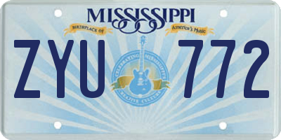 MS license plate ZYU772