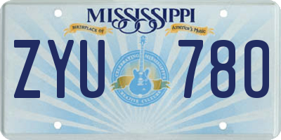 MS license plate ZYU780