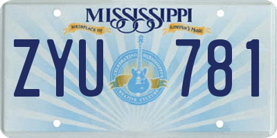 MS license plate ZYU781