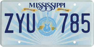 MS license plate ZYU785