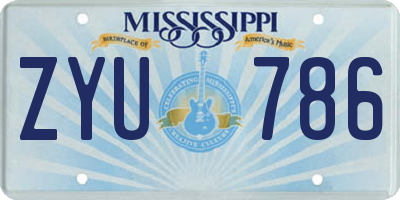 MS license plate ZYU786