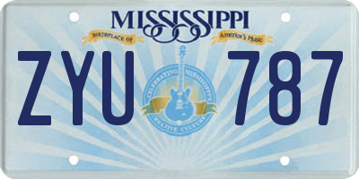 MS license plate ZYU787
