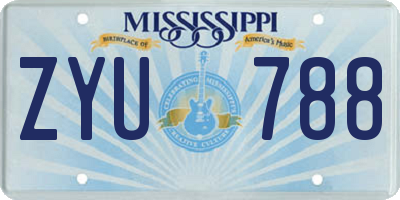 MS license plate ZYU788