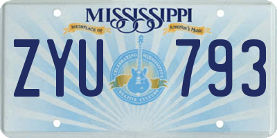 MS license plate ZYU793