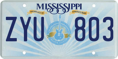 MS license plate ZYU803