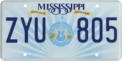 MS license plate ZYU805