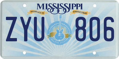 MS license plate ZYU806