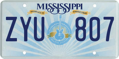MS license plate ZYU807