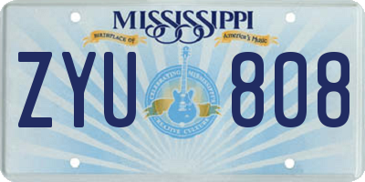 MS license plate ZYU808