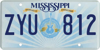 MS license plate ZYU812
