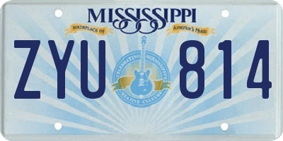 MS license plate ZYU814