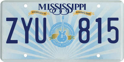 MS license plate ZYU815