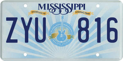 MS license plate ZYU816