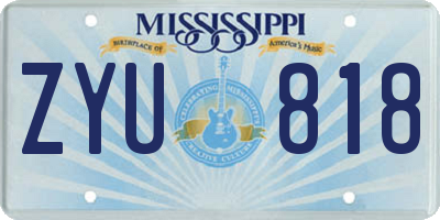 MS license plate ZYU818