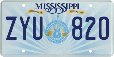 MS license plate ZYU820