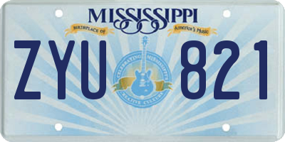 MS license plate ZYU821