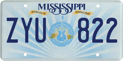 MS license plate ZYU822