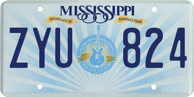 MS license plate ZYU824