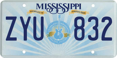 MS license plate ZYU832