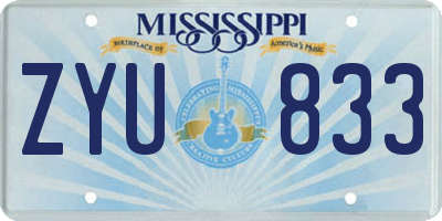 MS license plate ZYU833