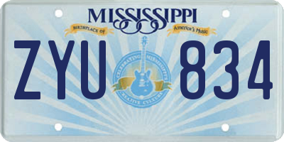 MS license plate ZYU834