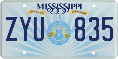 MS license plate ZYU835