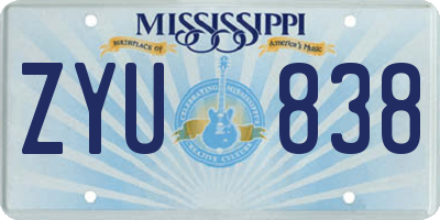 MS license plate ZYU838